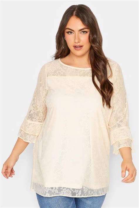 Yours Plus Size Cream Lace Bell Sleeve Blouse Yours Clothing