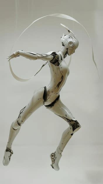 The Elegance And Agility Of A Robot Rhythmic Gymnast With A Ribbon