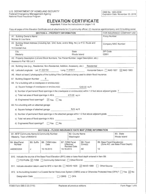 Fillable Online Ff Elevation Certificate And Instructions