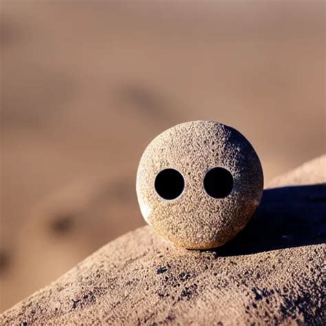 A Smooth Stone That Has Googly Eyes On A Desert Stable Diffusion