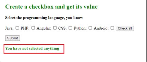 How To Get All Checked Checkbox Value In Javascript Javatpoint