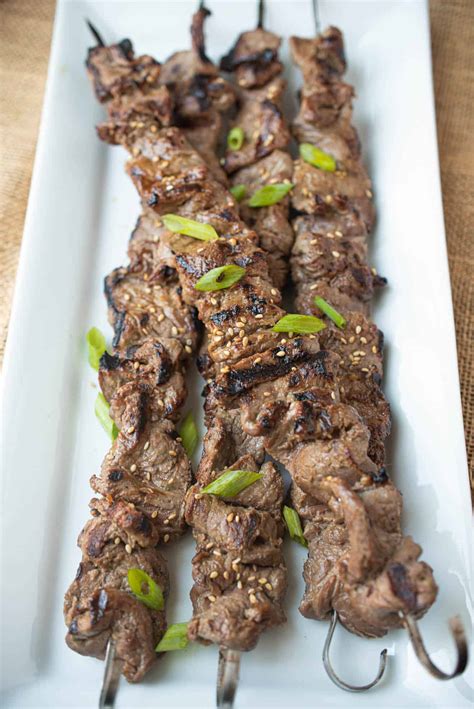 Grilled Korean Beef Bulgogi Style Skewers Culinary Ginger