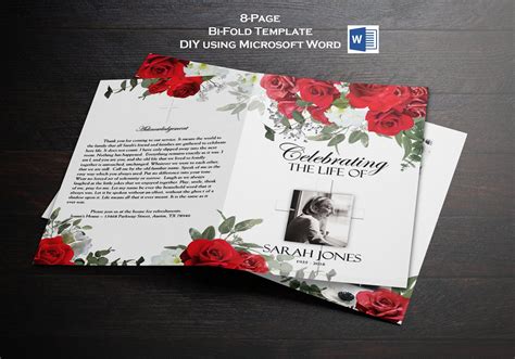 Funeral Program Template 8 Page Bi Fold Funeral Program Etsy Funeral Program Template