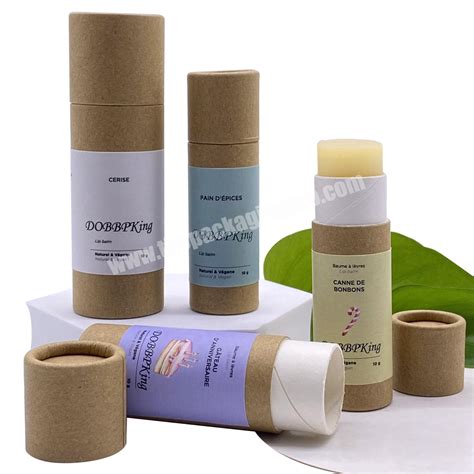 100 Biodegradable Kraft Cardboard Lip Balm Push Up Paper Tube For