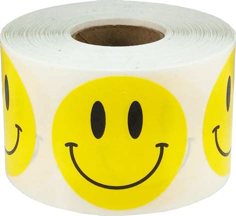 Yellow Smiley Face Happy Stickers 1 1 2 Inch Round Circle Teacher