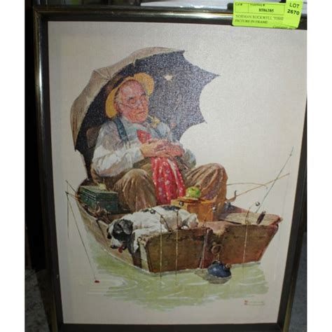 Norman Rockwell Fishing Picture In Frame