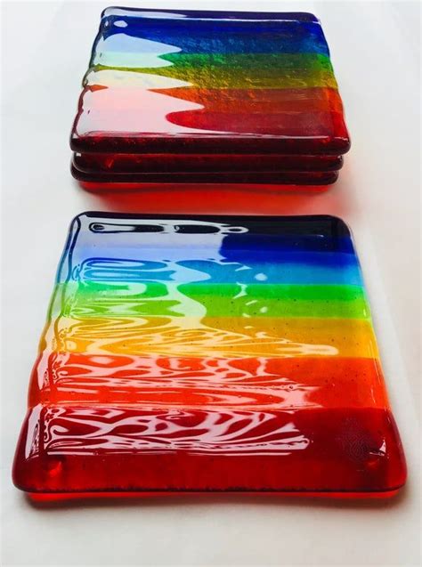 Fused Glass Chakra Rainbow Glass Coasters A Chakra Etsy Mosaic Stained Stained Glass Art