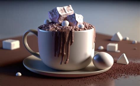 Premium Photo A Cup Of Hot Chocolate With Marshmallows And Chocolate On A Wooden Table In A