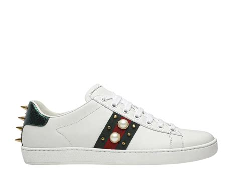 สนกเกอร Gucci Ace Studded Pearl White W ซอ ขายของแท