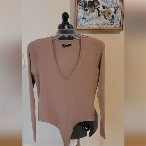 Naked Wardrobe Tops Naked Wardrobe Cocolongsleevevneckbodysuitnwot Poshmark