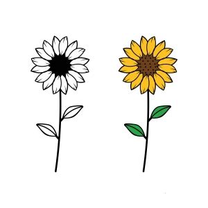 Sunflower with Stem SVG Clipart, Cut File | PremiumSVG