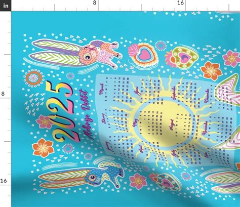 2024 Alebrije Rabbit Calendar Fabric Spoonflower