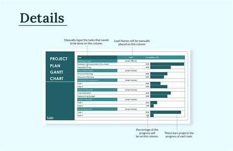 Project Plan Gantt Chart Template - Download in Excel, Google Sheets ...