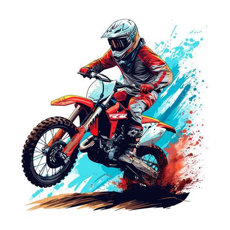 Vector Extreme Dirt Bike Cartoon Illustration Biker Design PNG Images