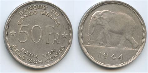 Belgisch Kongo Francs Silber Gs Elephant Belgian Congo Rar