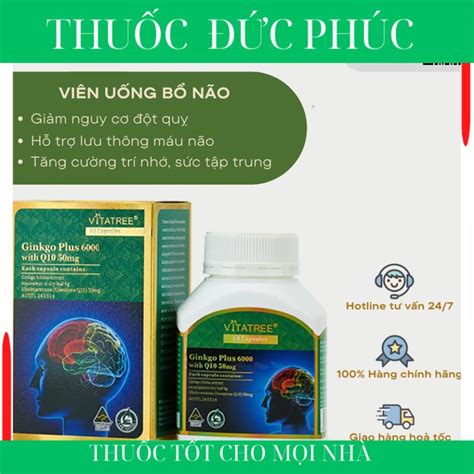 Vitatree Ginkgo Plus 6000 Brain Tonic Tablets With Q10 50Mg Help