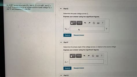 Solved Submit Request Answer An Lrc Series Circuit With R Chegg