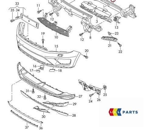 Genuine Volkswagen Touareg Front Bumper Center Lower Spoiler Black