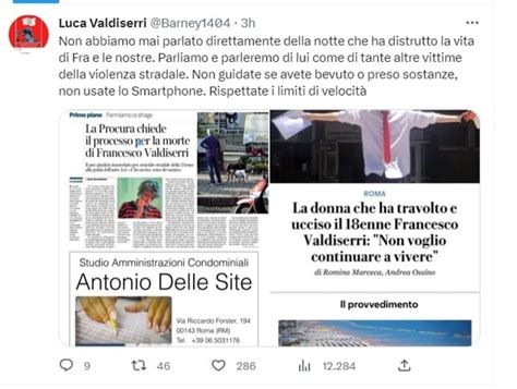 Francesco Valdiserri Investito E Ucciso A Roma Chiesto Processo