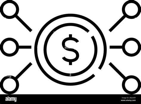 Money Distribution Line Icon Concept Sign Outline Vector Illustration