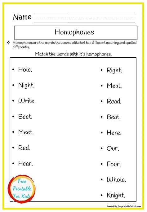 Homophones Worksheet Nd Grade Homophones Worksheets For Gra