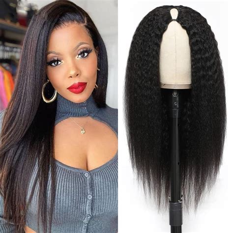 Olfory V Part Wig Human Hair Wigs For Black Women Kinky Straight V Part Wig 12a