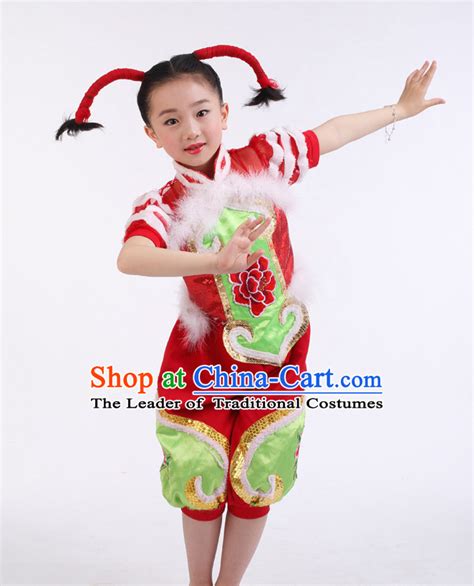 Chinese Competition Ballroom Dance Costumes Kids Dance Costumes Folk ...