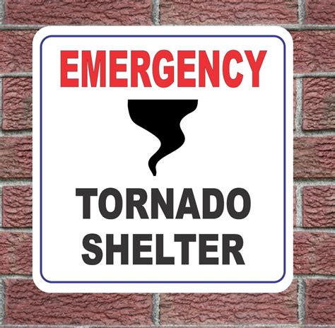 EMERGENCY TORNADO SHELTER Metal Sign 12x12 Street Road Highway Business ...