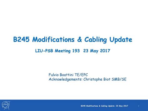 B245 Modifications & Cabling Update - ppt download