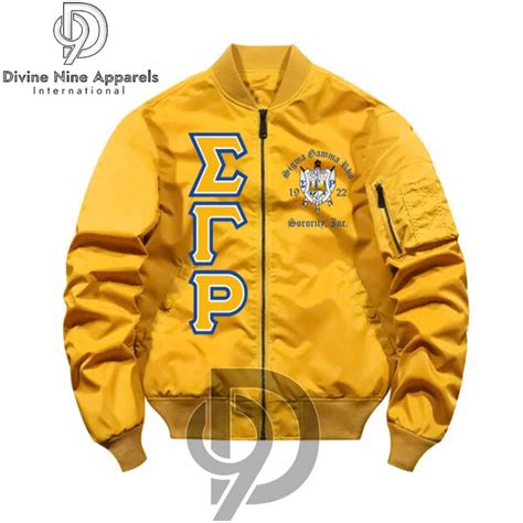 Sigma Gamma Rho Varsity Jacket Custom Made Polyester Embroidered Crest And Letters Gold Royal