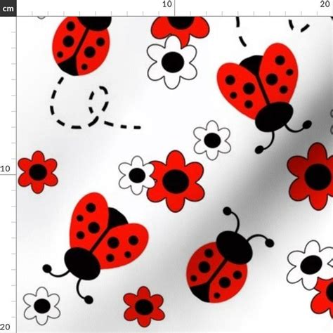 Ladybug Fabric Red Ladybug Floral By Decamp Studios Cute Summer Bug