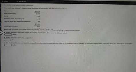Solved EBook Show Me How Contribution Margin And Chegg