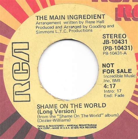 Shame On The World De Main Ingredient 33t Chez Gmsi Ref115528483