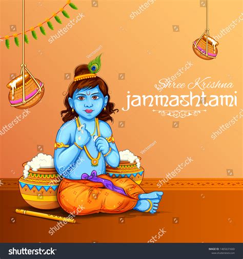 Illustration Lord Krishna Eating Makhan Happy Stock Vector (Royalty Free) 1465631660 | Shutterstock