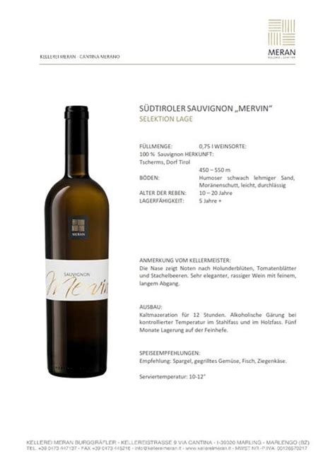 S Dtiroler Sauvignon Mervin Kellerei Meran Burgg Vinothek Pr Nster