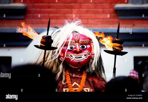 Traditional Lakhey Dance At Kathmandu Nepal Stock Photo Alamy