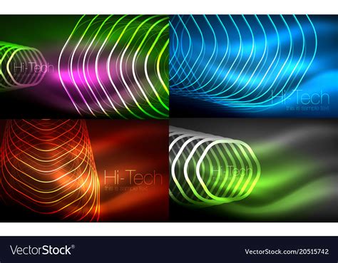 Collection Of Abstract Backgrounds Glowing Vector Image