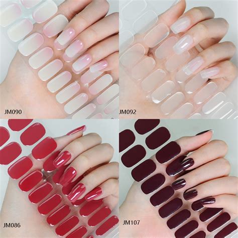 ชนเกาหลกงcure เจลเลบสตกเกอรสทบ Nude ดอกไมสแดงเจลเลบแถบ DIY เลบเลบหอตองการ