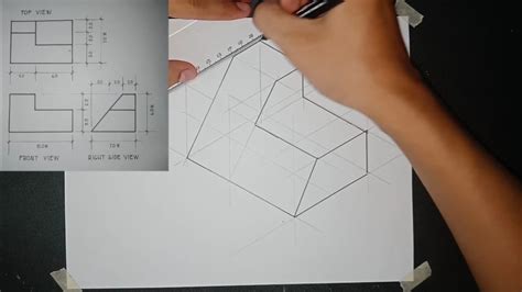 ORTHOGRAPHIC PROJECTION CONVERT TO ISOMETRIC DRAWING EXAMPLE 2 YouTube