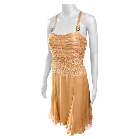 Versace F/W 2005 Runway Sheer Lace Panel Dress For Sale at 1stDibs