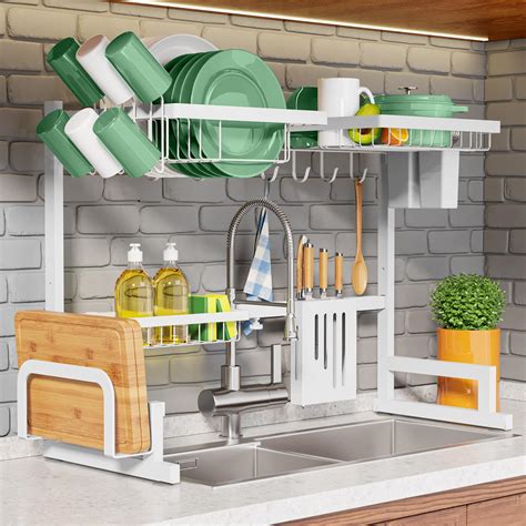 Kitsure Dish Drying Rack Adjustable Space Saving Dish Rack