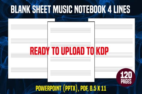 Blank Sheet Music Notebook 4 Lines Graphic by YuliDor · Creative Fabrica