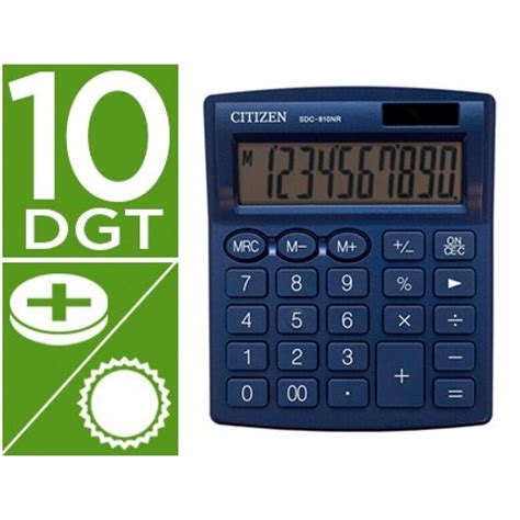 Calculadora Citizen Sobremesa Sdc 810 Nrnve 10 Digitos 124x102x25 Mm