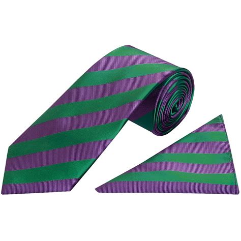 Green And Purple Striped Classic Men S Tie And Pocket Square Set