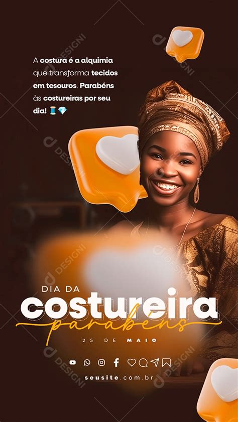 Story Parabéns 25 De Maio Dia Da Costureira Social Media PSD Editável