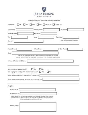 Fillable Online Thank You For Your Gift To The School Of Medicine Fax