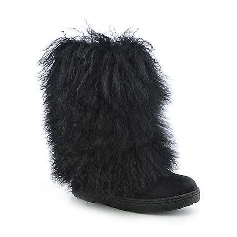 Bearpaw Boetis Ii Womens Mid Calf Fur Low Heel Flat Boot