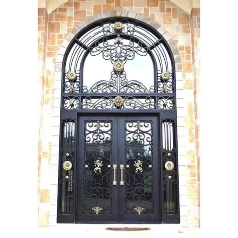 Iwd Luxury Wrought Iron Double Exterior Door Square Top Clid 014