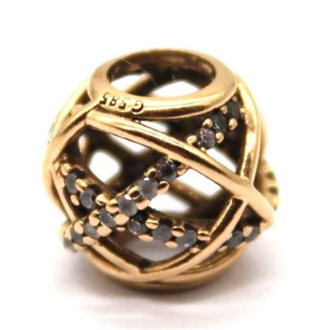 14ct Pandora 14K Sparkling Galaxy Openwork Charm Yellow Gold Charm 1