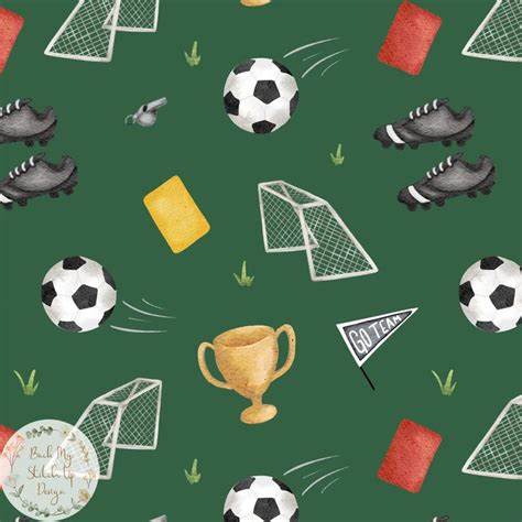 Football Seamless Pattern Watercolor Soccer Design Watercolour Soccer